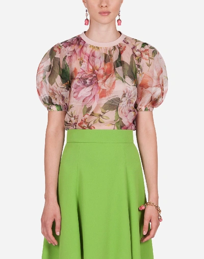 Shop Dolce & Gabbana Floral-print Organza Top In Floral Print