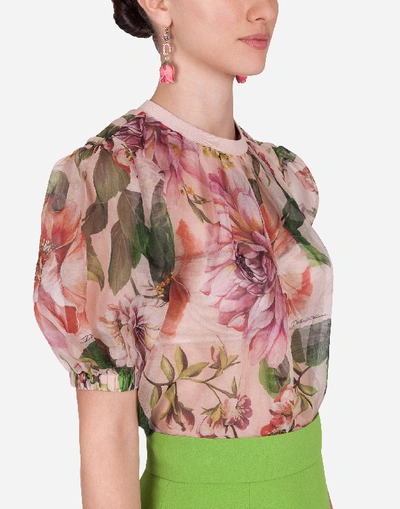 Shop Dolce & Gabbana Floral-print Organza Top In Floral Print