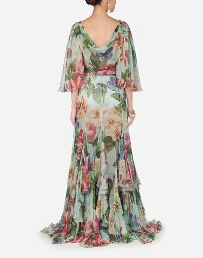 Shop Dolce & Gabbana Long Floral-print Chiffon Dress In Floral Print