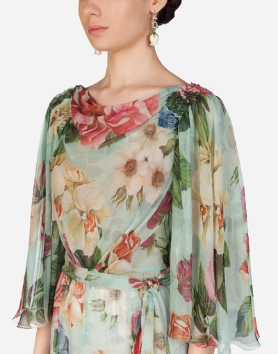 Shop Dolce & Gabbana Long Floral-print Chiffon Dress In Floral Print