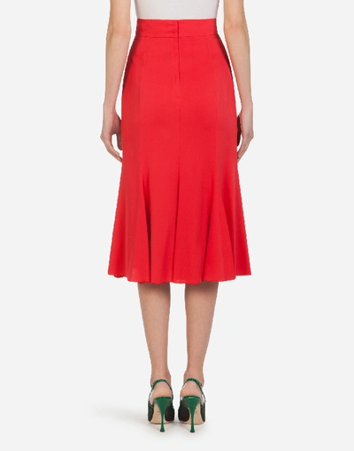 Shop Dolce & Gabbana Charmeuse Godet Midi Skirt In Orange