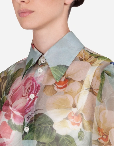 Shop Dolce & Gabbana Floral-print Organza Shirt In Floral Print