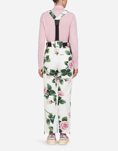 Shop Dolce & Gabbana Tropical Rose Print Nylon Ski Dungarees In Floral Print