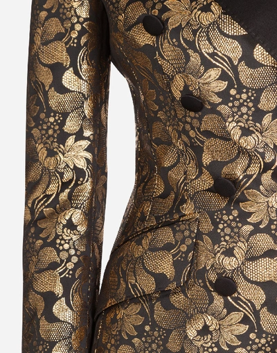 Shop Dolce & Gabbana Double-breasted Lamé Jacquard Jacket In Gold