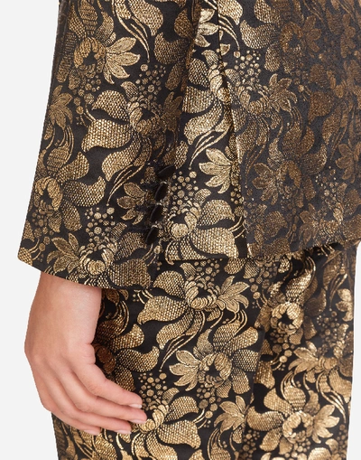 Shop Dolce & Gabbana Double-breasted Lamé Jacquard Jacket In Gold