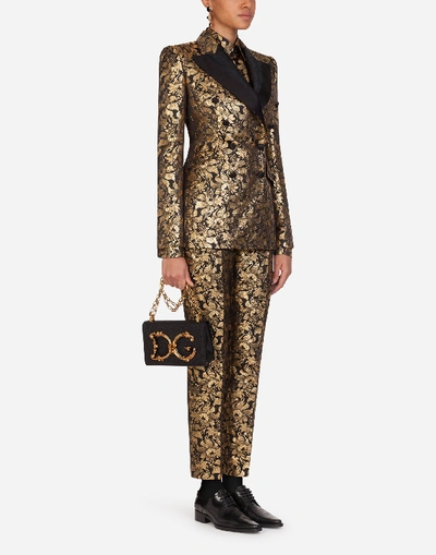 Shop Dolce & Gabbana Double-breasted Lamé Jacquard Jacket In Gold