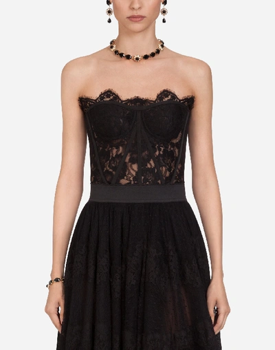 Dolce & Gabbana Short Galloon Lace Bustier In Black