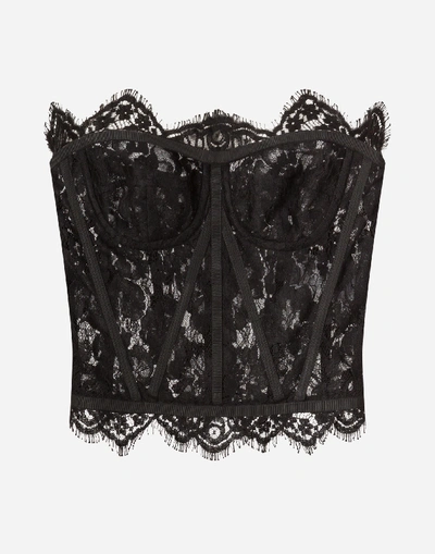 Dolce & Gabbana Short Galloon Lace Bustier In Black