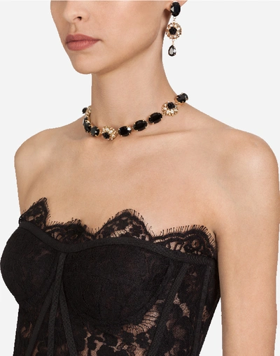 Dolce & Gabbana Short Galloon Lace Bustier In Black