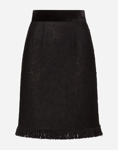 Shop Dolce & Gabbana Bouclé Midi Skirt