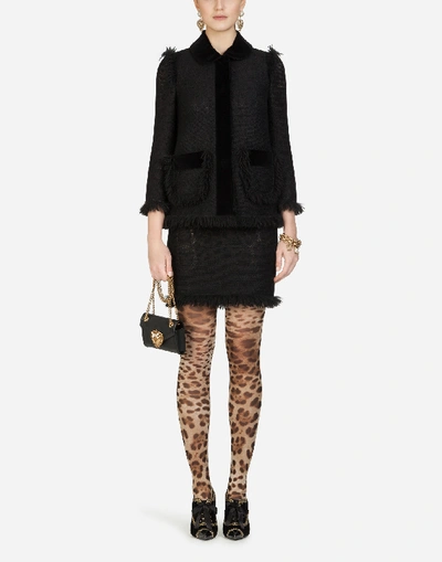 Shop Dolce & Gabbana Bouclé Midi Skirt