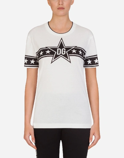 Shop Dolce & Gabbana Millennials Star Print Jersey T-shirt In Cream