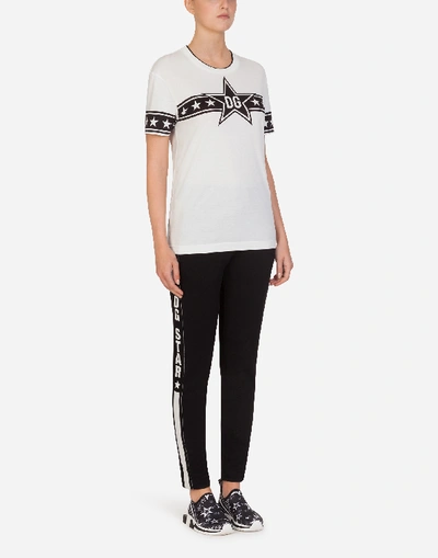 Shop Dolce & Gabbana Millennials Star Print Jersey T-shirt In Cream