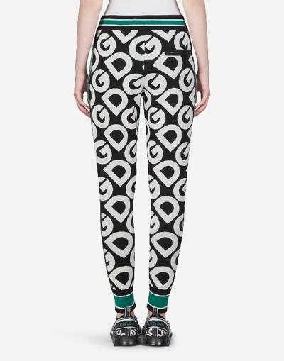 Shop Dolce & Gabbana Wool Jogging Pants With Jacquard Dg Logo Details In Multicolor