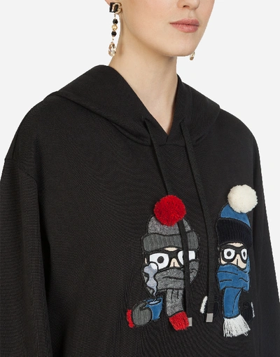 Shop Dolce & Gabbana Hoodie With Patches Of The Designers In Black