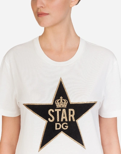 Shop Dolce & Gabbana Millennials Star Print Jersey T-shirt In White