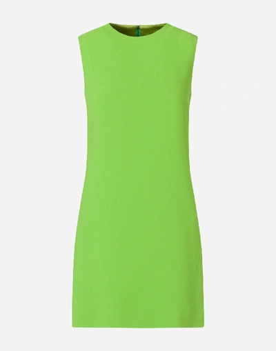 Shop Dolce & Gabbana Short A-line Cady Dress In Green