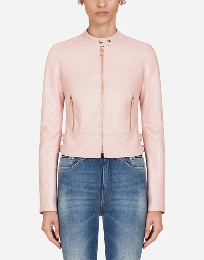 Shop Dolce & Gabbana Leather Jacket In Pink