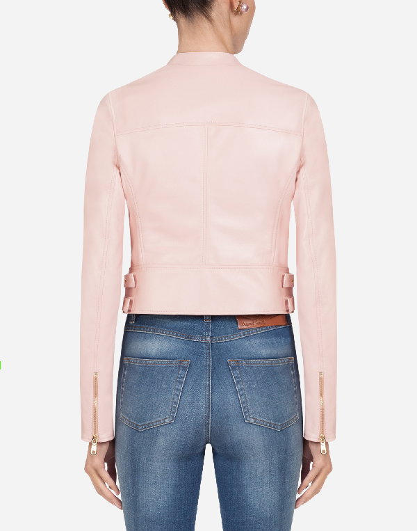 Dolce & Gabbana Cropped Leather Jacket In Pink | ModeSens