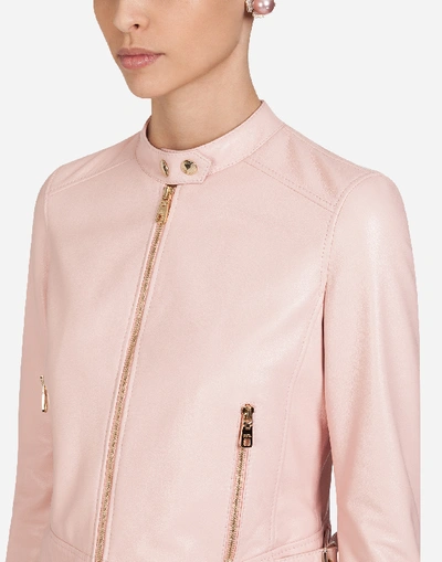 Shop Dolce & Gabbana Leather Jacket In Pink