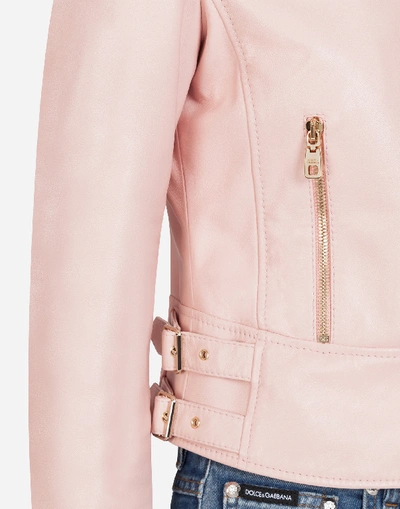 Shop Dolce & Gabbana Leather Jacket In Pink