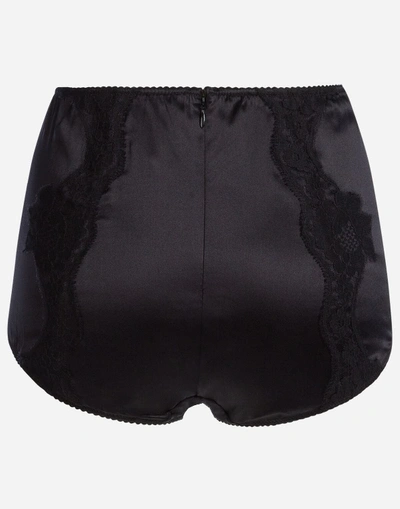 Shop Dolce & Gabbana Culottes In Satin With Lace In Black