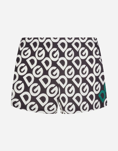Shop Dolce & Gabbana Jersey Boxers With Dg Logo Print In Multicolor