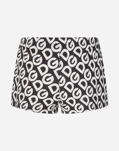 Shop Dolce & Gabbana Jersey Boxers With Dg Logo Print In Multicolor