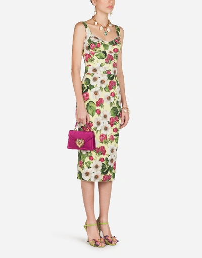 Shop Dolce & Gabbana Rose-print Charmeuse Corset In Floral Print