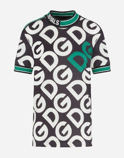 Shop Dolce & Gabbana Short-sleeved Jersey T-shirt With Dg Logo Print In Multicolor