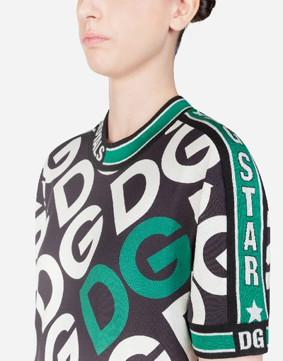 Shop Dolce & Gabbana Short-sleeved Jersey T-shirt With Dg Logo Print In Multicolor