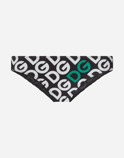 Shop Dolce & Gabbana Bikini Bottoms With Dg Logo Print In Multicolor