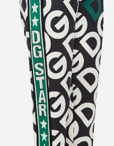 Shop Dolce & Gabbana Jersey Jogging Pants With Dg Logo Print In Multicolor