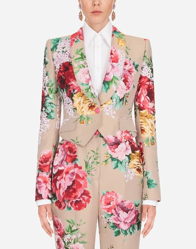 Shop Dolce & Gabbana Single-breasted Floral Jacquard Spencer Blazer In Floral Print