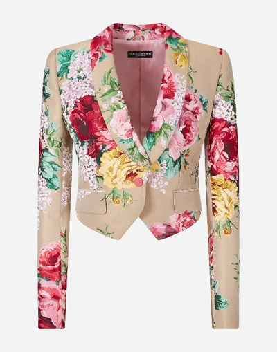 Shop Dolce & Gabbana Single-breasted Floral Jacquard Spencer Blazer In Floral Print