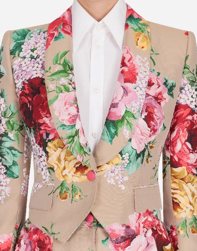 Shop Dolce & Gabbana Single-breasted Floral Jacquard Spencer Blazer In Floral Print