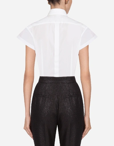 Shop Dolce & Gabbana Short-sleeved Poplin Tuxedo Shirt In White