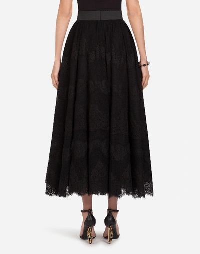 Shop Dolce & Gabbana Long Lace Plumetis Skirt