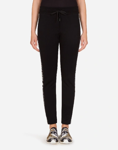 Shop Dolce & Gabbana Millennials Star Jersey Jogging Pants In Black