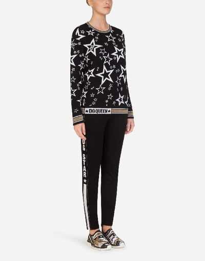 Shop Dolce & Gabbana Millennials Star Jersey Jogging Pants In Black