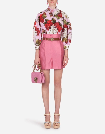 Shop Dolce & Gabbana Geranium-print Poplin Shirt In Floral Print