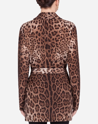 Shop Dolce & Gabbana Oversize Wool Cardigan With Leopard Print