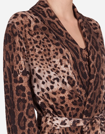 Shop Dolce & Gabbana Oversize Wool Cardigan With Leopard Print