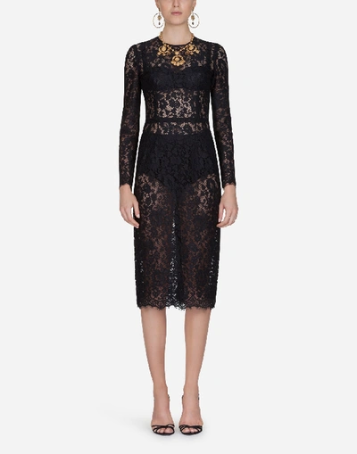 Shop Dolce & Gabbana Lace Dress In Black