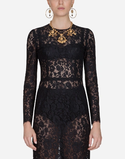 Shop Dolce & Gabbana Lace Dress In Black