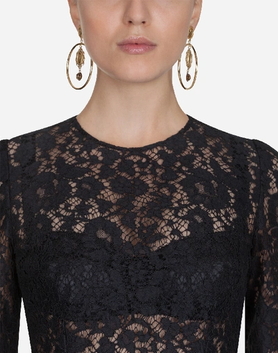 Shop Dolce & Gabbana Lace Dress In Black