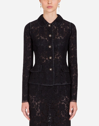 Shop Dolce & Gabbana Lace Blazer In Black