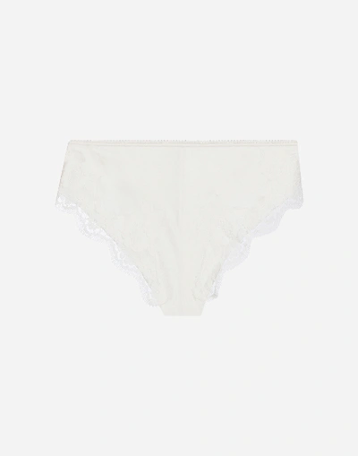 Shop Dolce & Gabbana Briefs In Satin With Lace