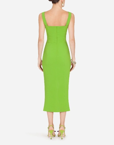 Shop Dolce & Gabbana Sleeveless Cady Midi Dress In Green