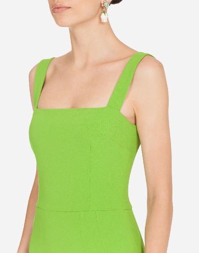 Shop Dolce & Gabbana Sleeveless Cady Midi Dress In Green